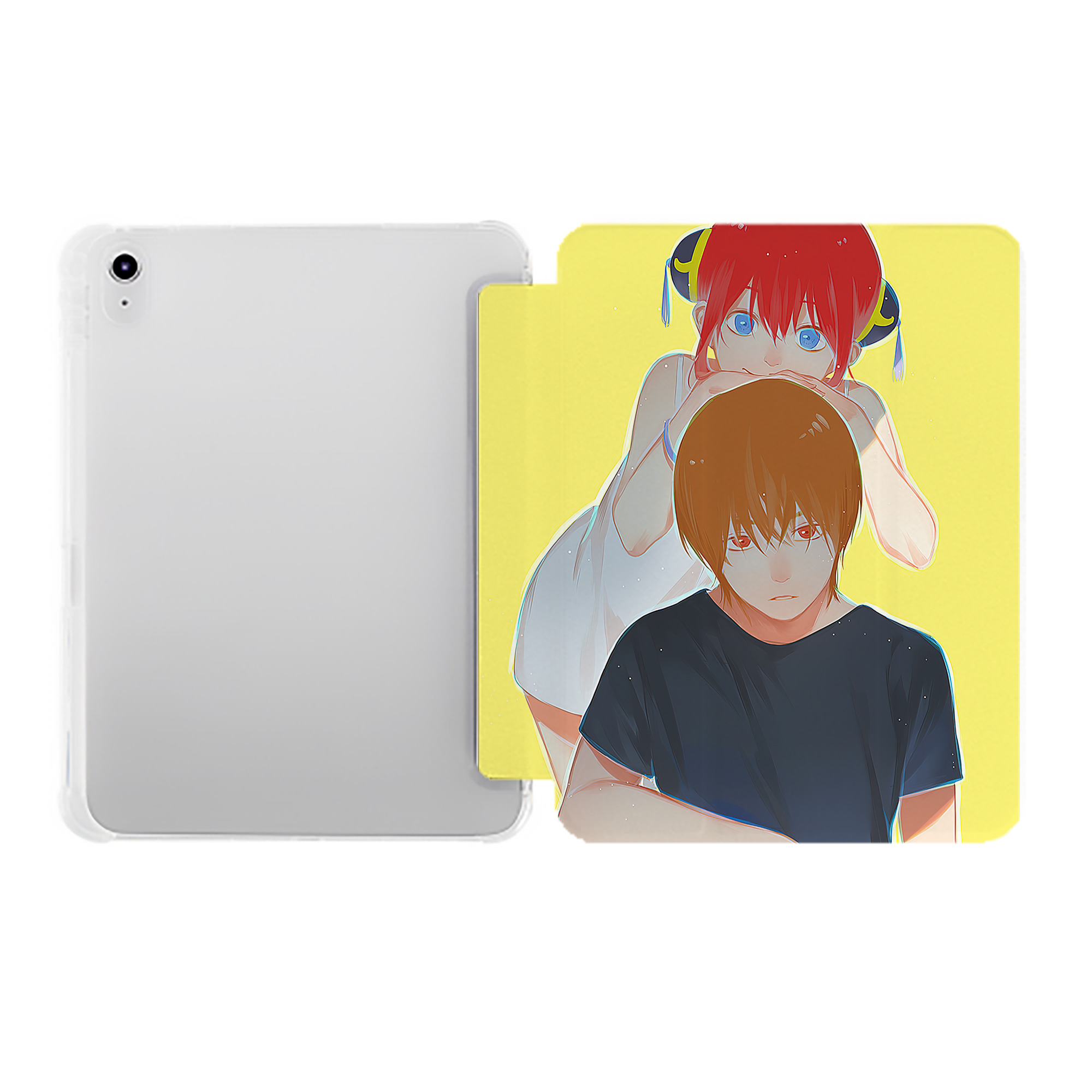 （画像用） ぎんたま 坂田銀時（さかたぎんとき） 神楽 志村新八（しむら しんぱち） GINTAMA Sakata Gintoki Kagura Shimura Shinpachi IPad ケース ペン収納付き 三つ折りスタンド PUレザー×シリコン 対応機種9.5/10.5/10.9インチ